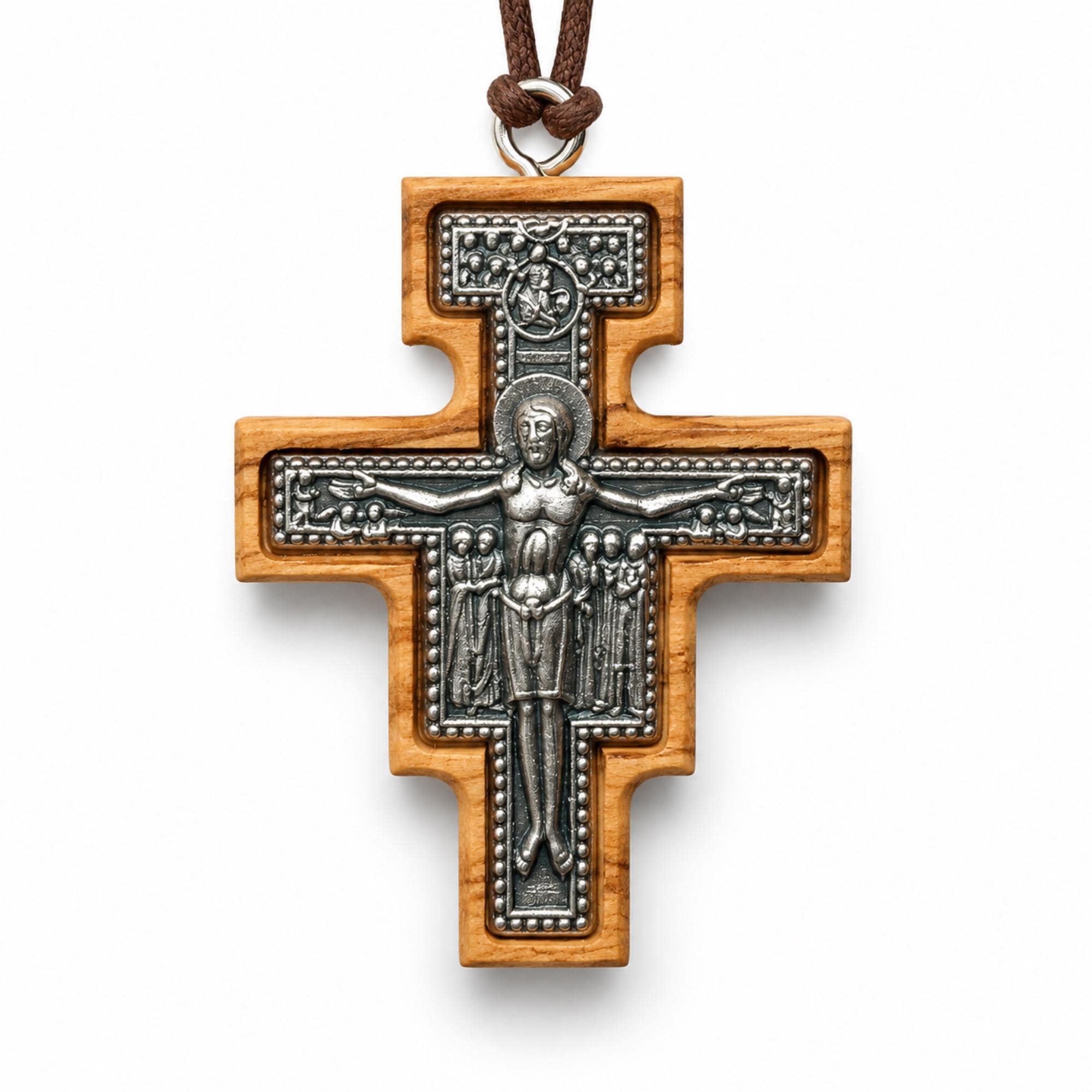 San Damiano Olive Wood Crucifix Necklace - Etsy