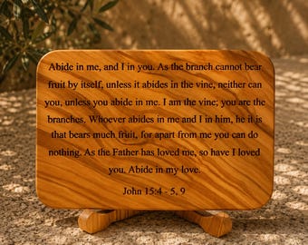 Olive Wood Scripture Plaque – John 15:4–9