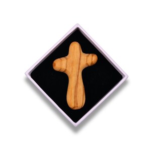 Olive Wood Pocket Prayer Cross – Handcrafted in Nazareth