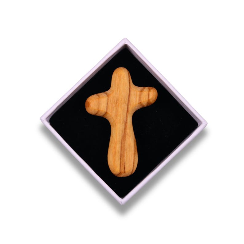 Olive Wood Pocket Prayer Cross – Handcrafted in Nazareth