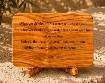 Olive Wood Scripture Plaque – John 4:13–14