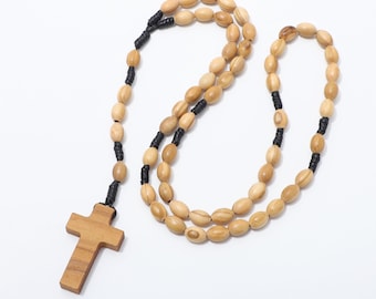Olive Wood Prayer Rosary Oval Beads - 6x9mm