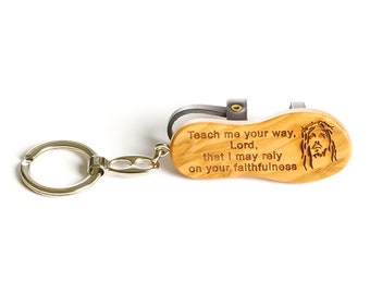 Pilgrimage olive wood keychain handmade in Nazareth