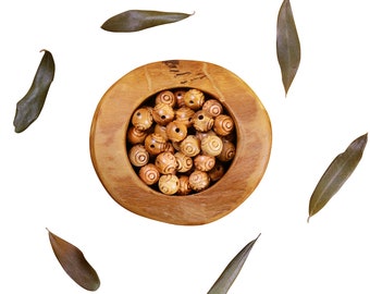 NazarethFairTrade Olive Wood Beads Handcrafted In Galilee - Natural Wooden Engraved Beads From The Holy Land For Crafting and Jewelry Making