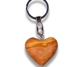 Olive Wood Heart Keychain – Handcrafted in the Holy Land