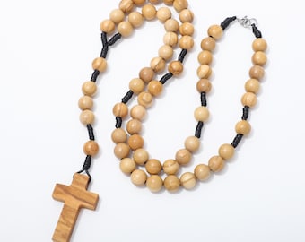 Olive Wood Rosary Necklace - 10mm Beads