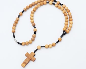 Olive Wood Rosary Necklace - 8mm Beads