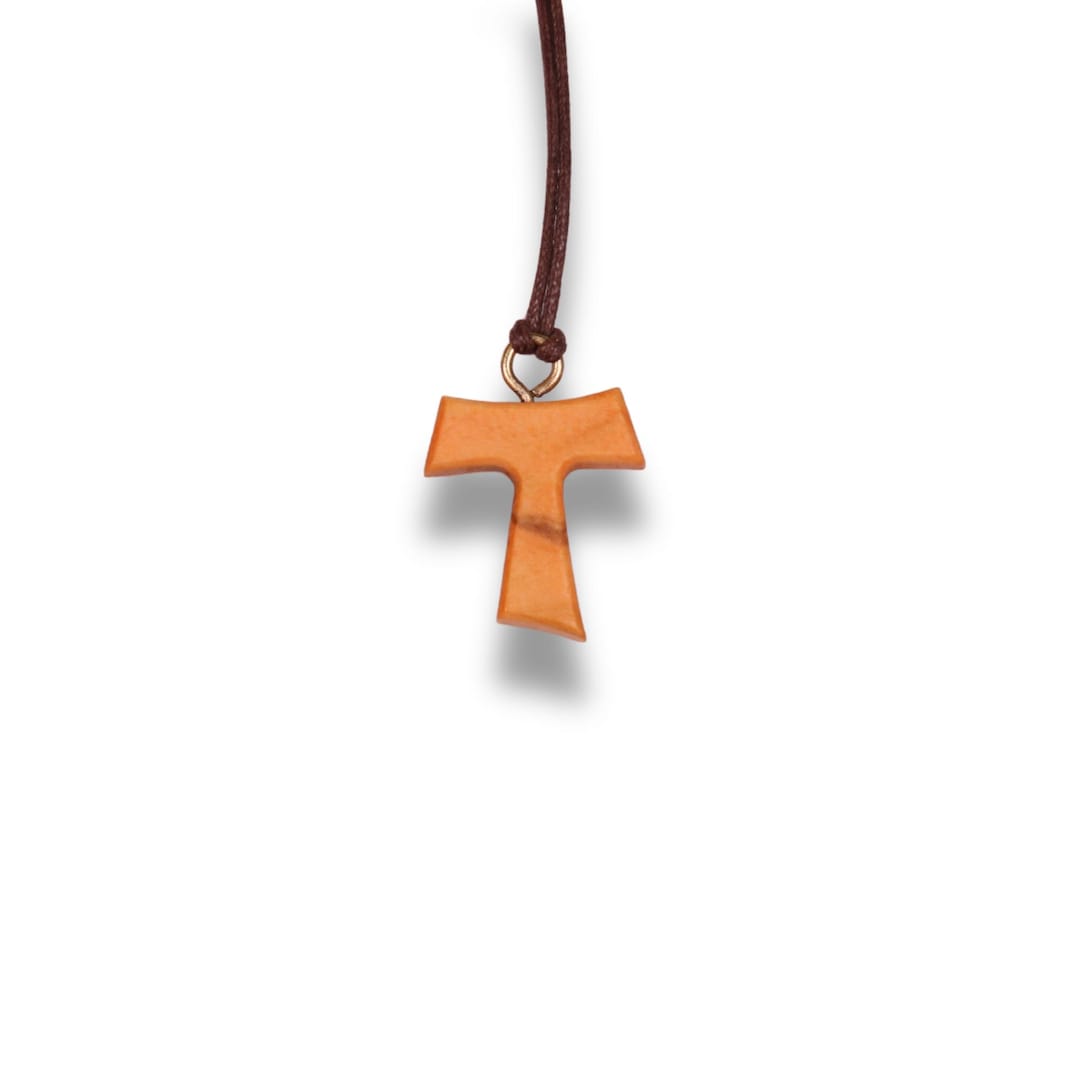 Pendentif Croix En Bois D’olivier – Saint François D’Assise – Fait Main
