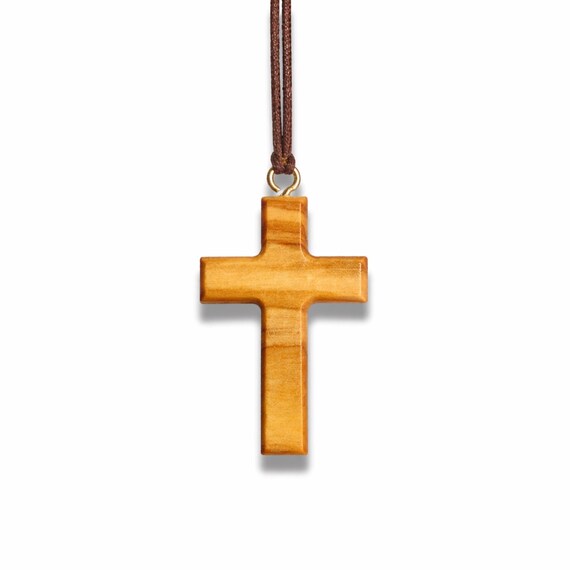 Minimalist Olive Wood Cross Necklace – Handcrafted in Nazareth