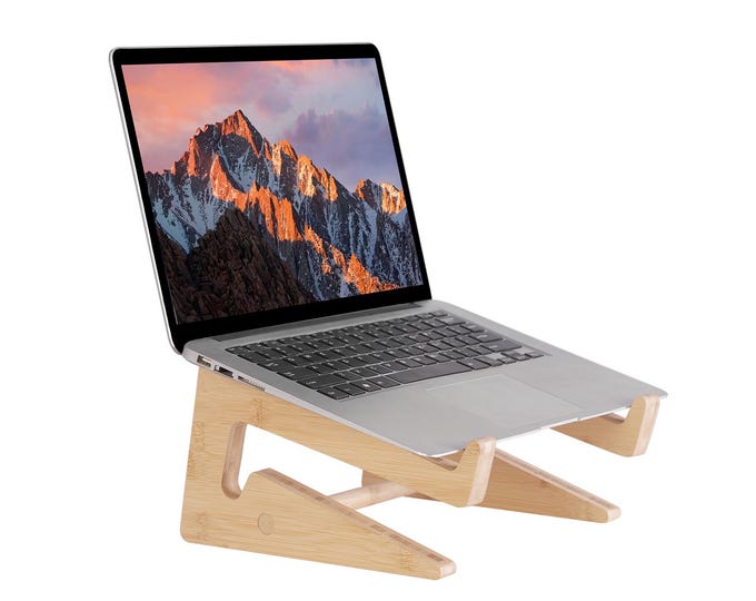 Bamboo Laptop Stand: Ergonomic Riser & Vertical Holder - Etsy