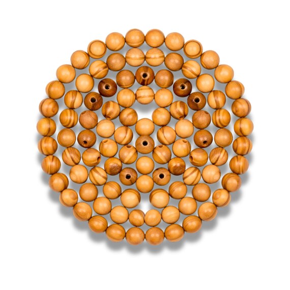 Olive Wood Round Beads from Nazareth for Rosaries and Jewelry Making