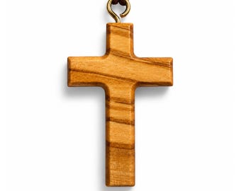 Collar minimalista con cruz de madera de olivo