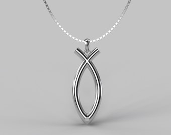 NazarethFairTrade Finely Handcrafted 925 Sterling Silver Ichthus Fish Pendant Necklace Jewelry- A Timeless Expression of Belief