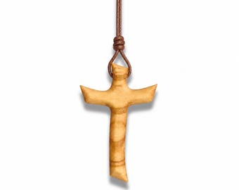 Olive Wood Charming Cross Necklace – Handcrafted in Nazareth