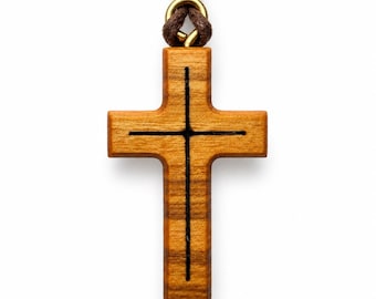Collar con cruz de madera de olivo interior