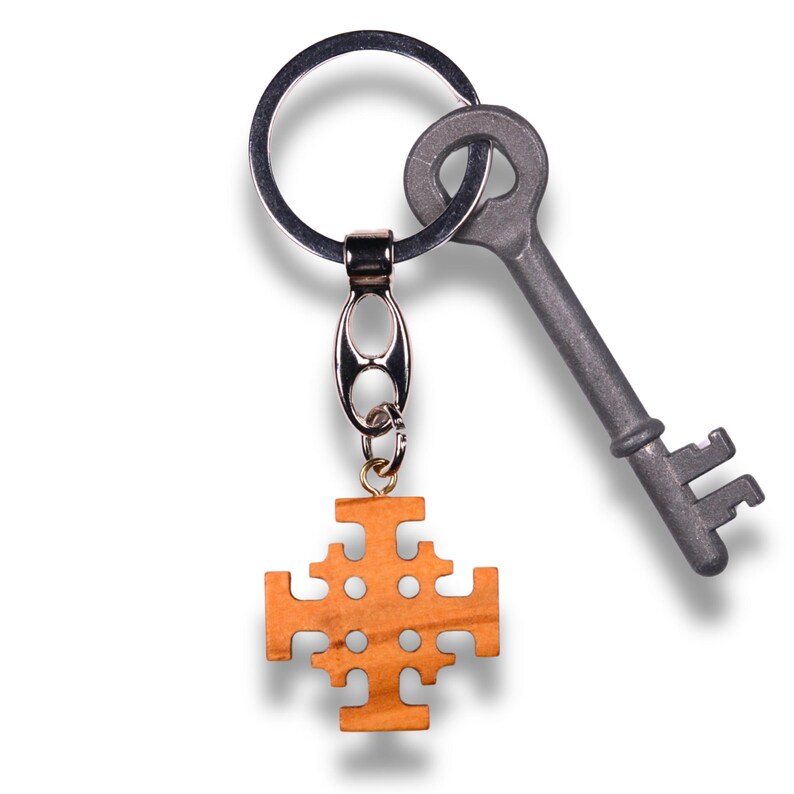 Jerusalem Key Pattern Jerusalem Olive Wood Cross Keychain – Handcrafted in the Holy Land - Etsy