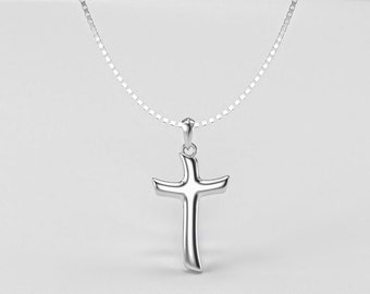 Nazareth Fair Trade 925 Sterling Silver Wavy Cross Necklace Crafted in Nazareth - Charming Masterpiece Jewelry