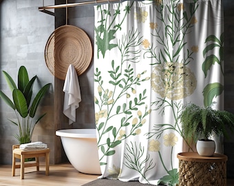 Botanical Leaf Green Plant Shower Curtain fern shower Curtains with Hooks holes Floral Waterproof Housewarming Gift washable shower curtain