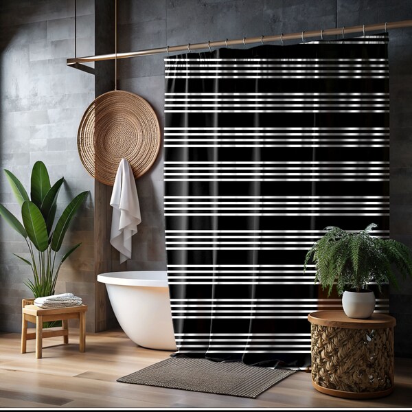 Black and White Shower Curtain - Etsy