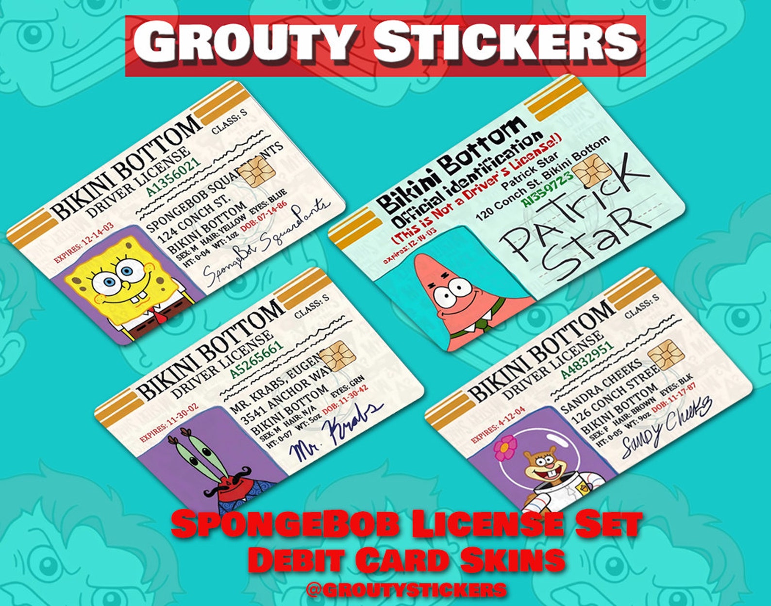 Spongebob License Debit Card Skin Credit Card Skin Card - Etsy