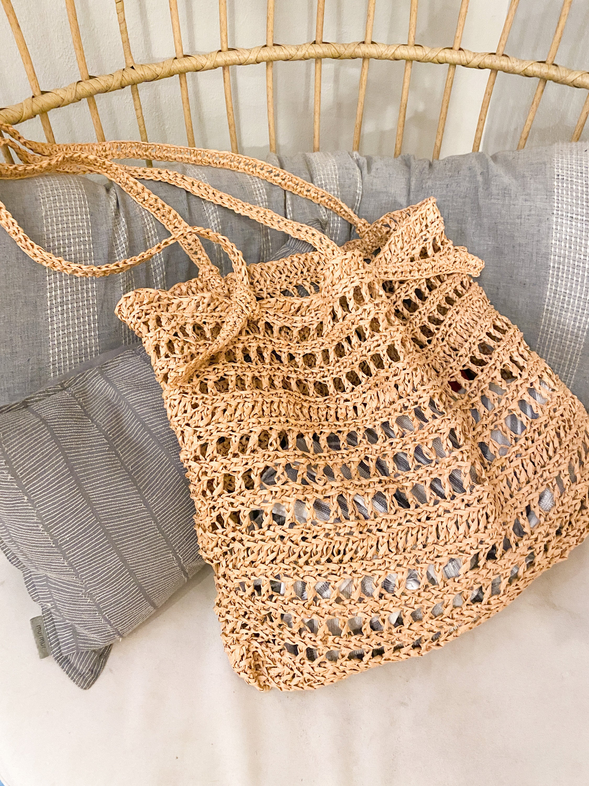 CROCHET PATTERN | See Through Raffia Tote | Oversized Straw