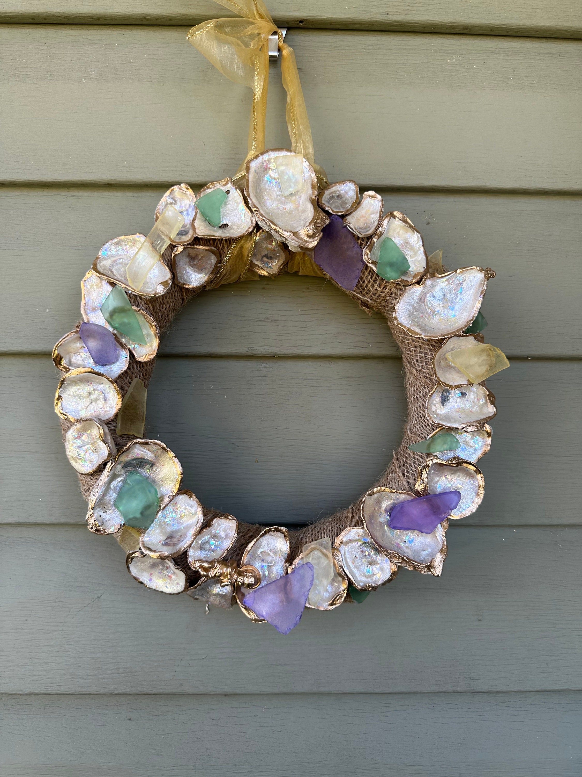 Toodle Lou Designs Mardi Gras Oyster Wreath Wood Door Hanger main image 1