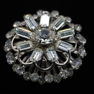 Vintage 1950’s/1960’s Rhinestone Two Tiered Brooch Pin, MCM Mid Century Jewelry