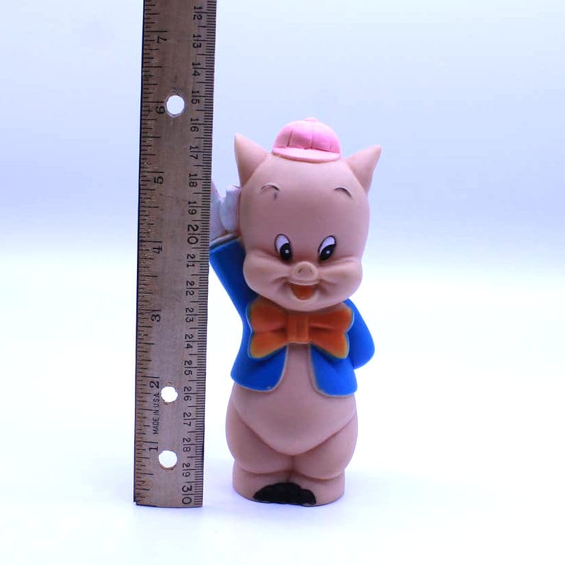 Vintage Porky Pig Toy, Looney Tunes Squeak Rubber Toy Warner Bros 6