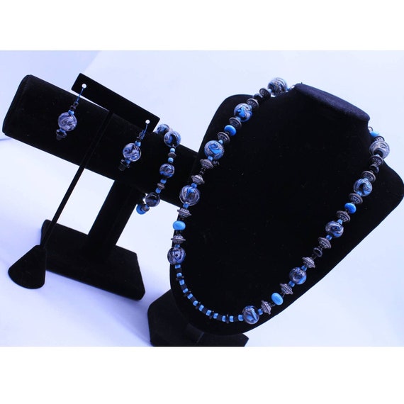 Murano Type Lampwork Bead Jewelry Set: Earrings, B