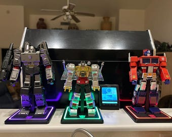 Robosen Flagship Optimus Prime Display Stand | 3D Printed Light Up LED Base | Collectible Transformers Figure Stand