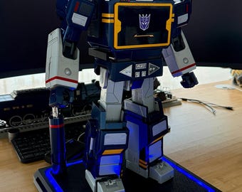 Robosen Soundwave Display Stand | 3D Printed Light Up LED Base for Transformers Robot | Collectible Action Figure Stand