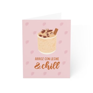 Arroz Con Leche And Chill Fall de Zazzle.be Liste d'envies Vous avez des idées ? Carte de voeux heureuse d'automne | Carte de saison effrayante | Automne latino | Jolie carte rose