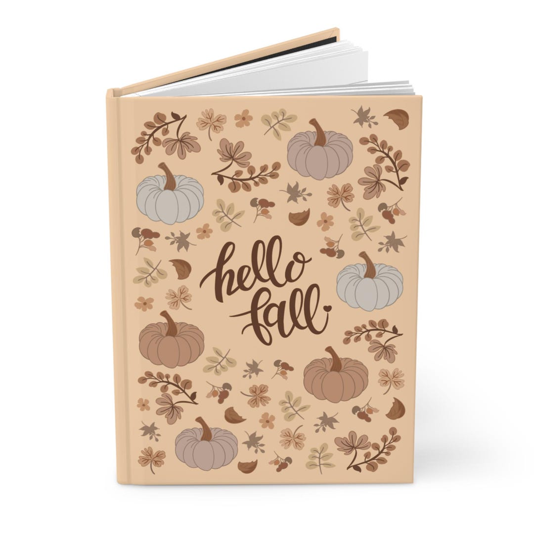 Hello Fall Journal | Pumpkin & Leaves Notebook - Etsy