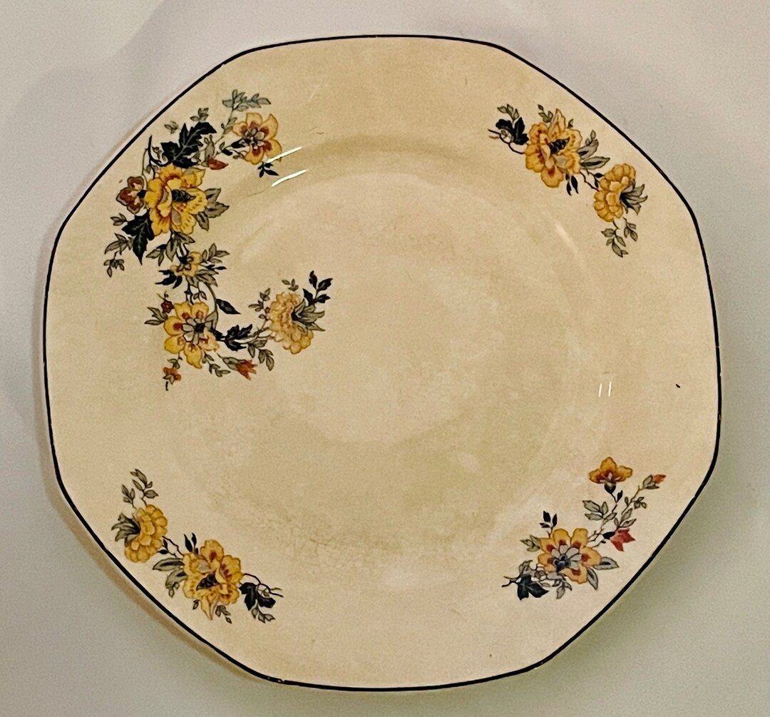 Vintage Yellowstone Homer Laughlin Plate Octagon Yellow Flowered Made in USA Etsy