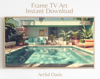 Mid-Century Pool Party Frame tv-kunst (directe download)