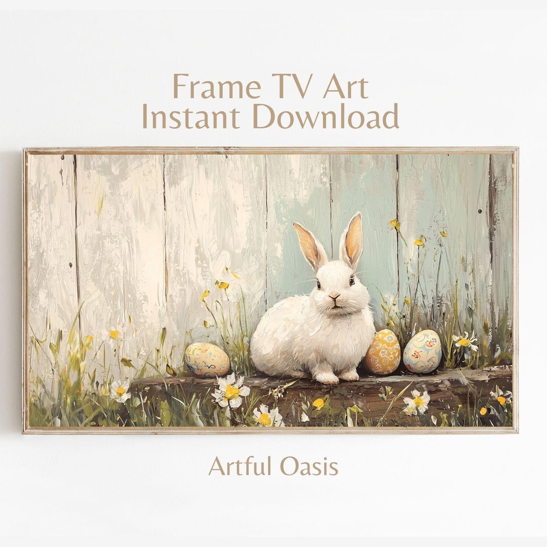 Cute Rabbit Frame Cute Bunny Frame TV Art | Instant Download | Samsung Frame | Easter ...