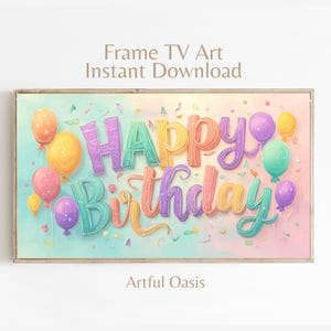 Happy Birthday Frame TV Art: Colorful Party Digital Sign (Digital Download)
