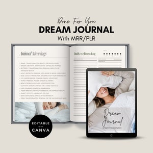 Diritti di rivendita del Dream Journal Master / Credenze limitanti / Gratitudine quotidiana / Modelli Canva stampabili e modificabili Prodotti digitali MRR / PLR.