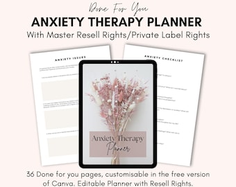 Cuaderno de ejercicios PLR para calmar la ansiedad. Planificador de salud mental y guía de autocuidado con derechos de reventa.