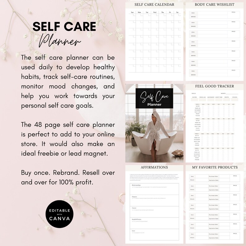 Self Care Planner Printable Mindfulness Workbook Self Love Journal Self ...