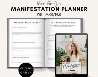 Manifestation Planner | MRR Master Resell Rights | PLR Canva Template | 66 Pages Fully Editable in Canva | Done For You | Ready To Resell.