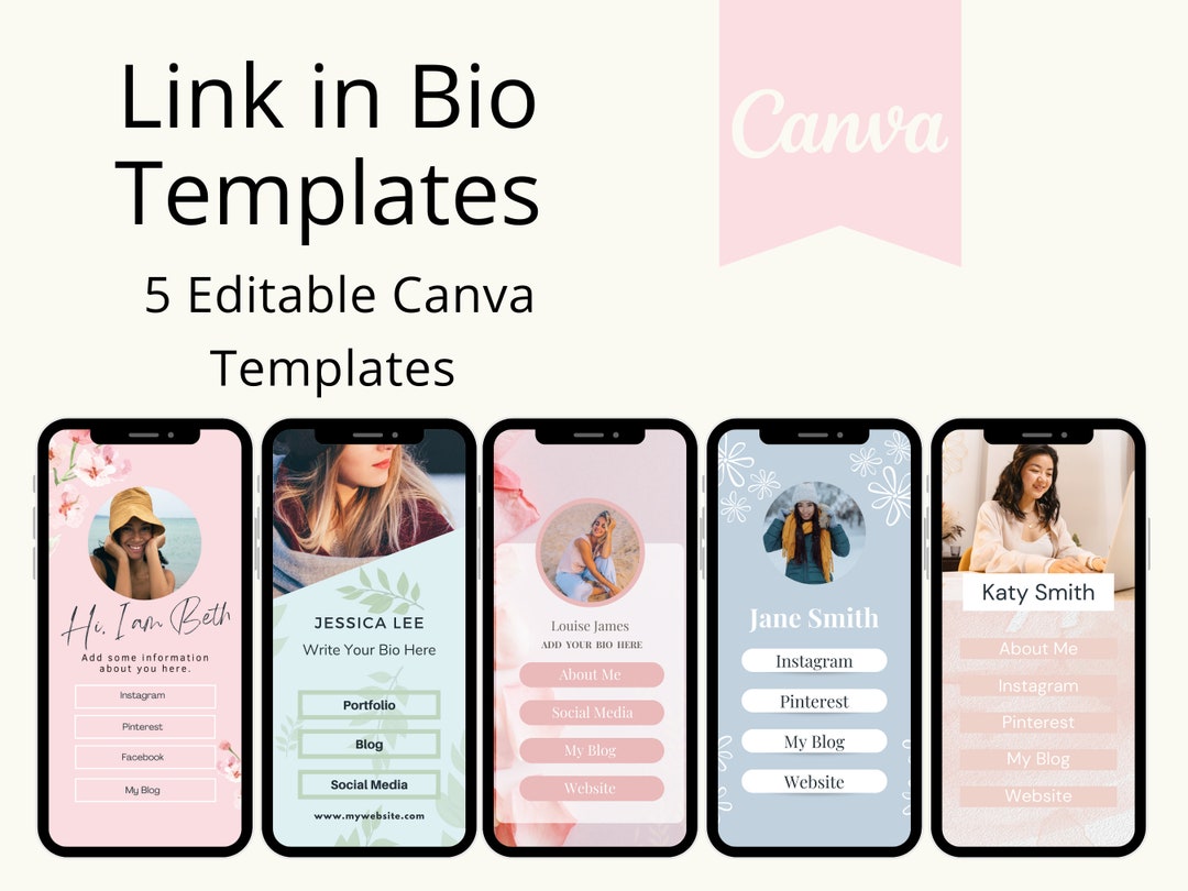 Bio Web Layout 5 Link in Bio Templates Landing Page Link in Bio Website Canva ...