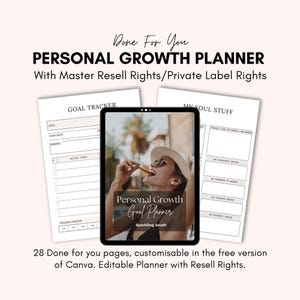 Personal Growth Planner MRR | Self-Care Journal | Editable Digital Template | Goal Setting Planner | Master Resell Rights | PLR Canva Design