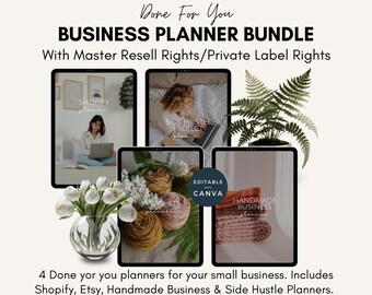 Small Business Planner Bundle: Etsy, Shopify, Handmade Shop (Canva Templates, PLR & MRR) Digital Download