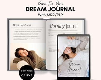 Dream Journal MRR | Printable Gratitude & Manifestation Templates | Digital Journal for Self-Care Growth | Spiritual PLR Digital Products.