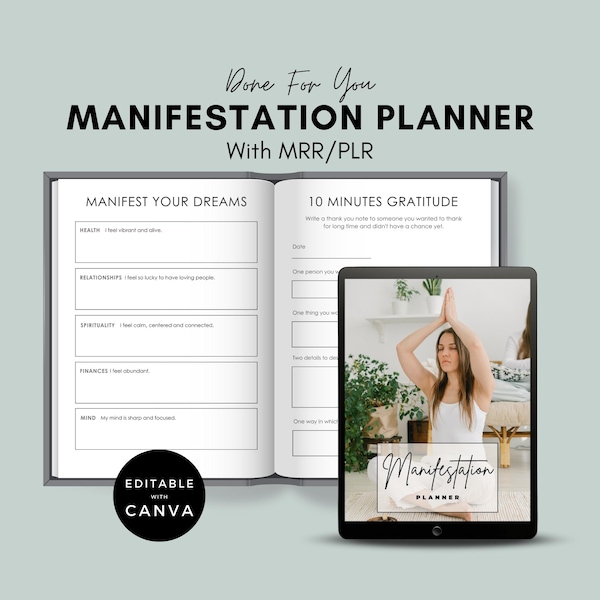 Manifestation Planner Canva Template: PLR & MRR Digital Journal
