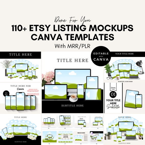 Etsy Listing Mockups. 110+ Editable Canva Templates with MRR/PLR.