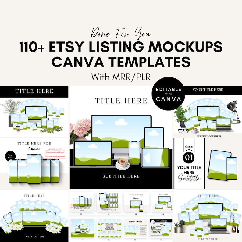 Etsy Listing Mockups. 110+ Editable Canva Templates with MRR/PLR. image 1