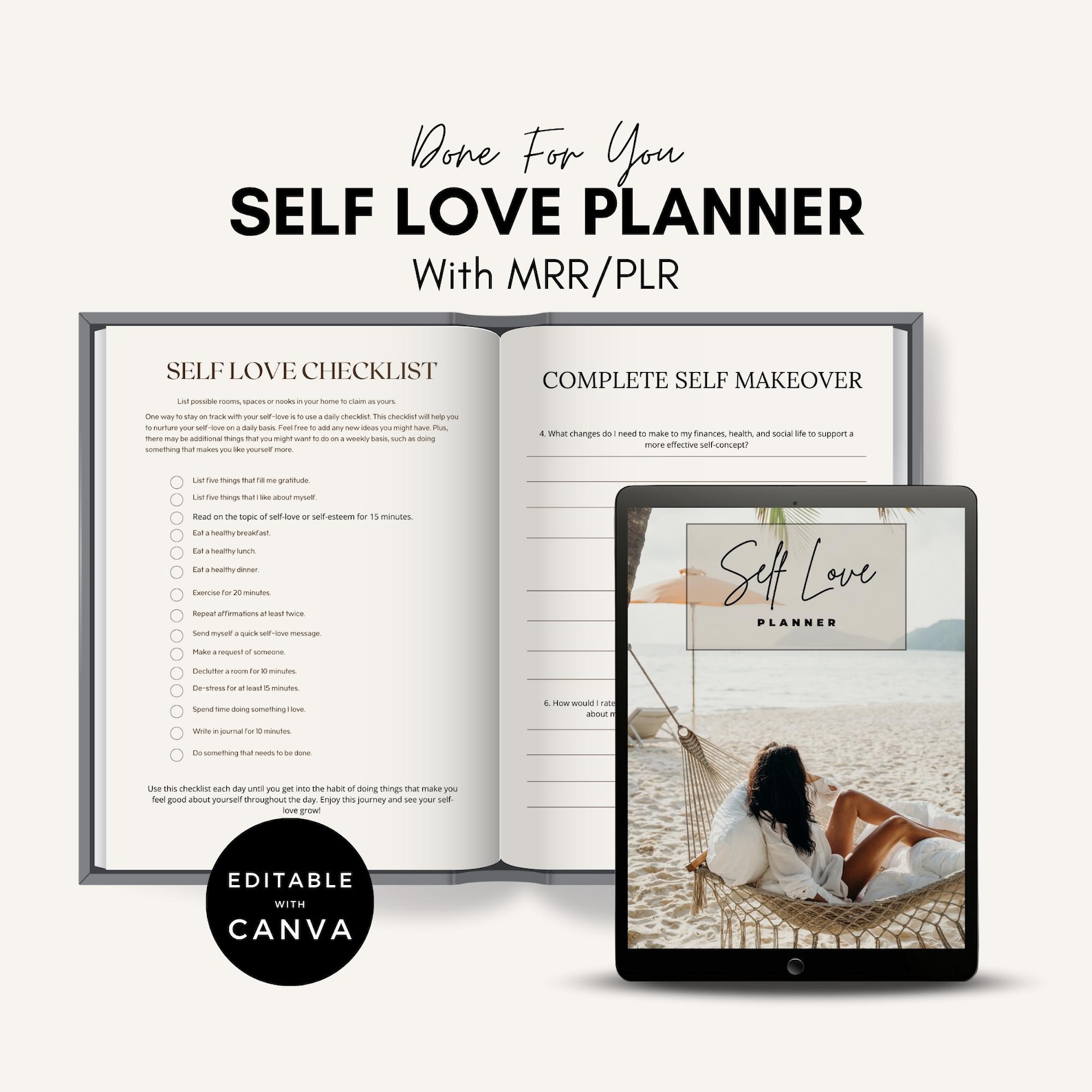 Self Love Planner | Canva Workbook With MRR/PLR (digital Download) - Etsy