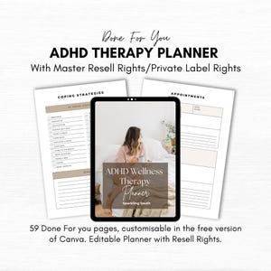 ADHD Planner MRR | Printable Digital Templates | Master Resell Rights | Canva Designs | Productivity Tools | ADHD Organization Journal.